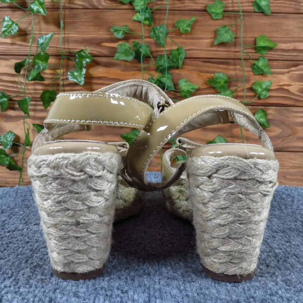SoftWalk San Marino Womens Wedge Sandals 7.5 Wide Comfort Nude Patent‎ Leather